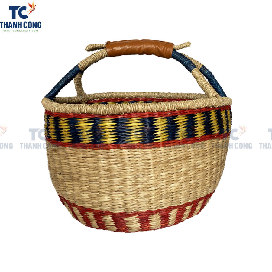 Seagrass Basket With Leather Handles