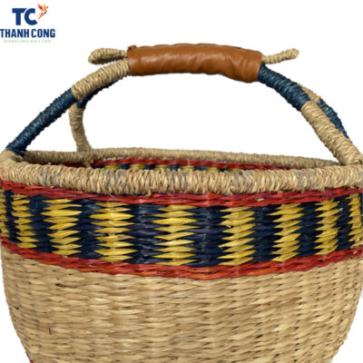 Seagrass Basket With Leather Handles