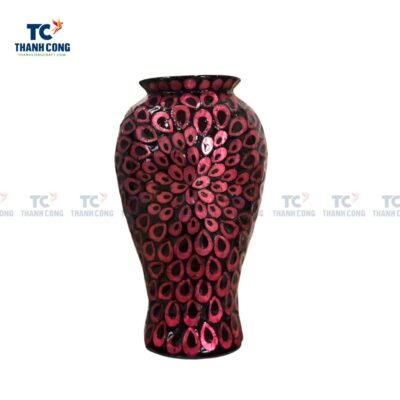 Red Mosaic Vase, Mother of Pearl Vase