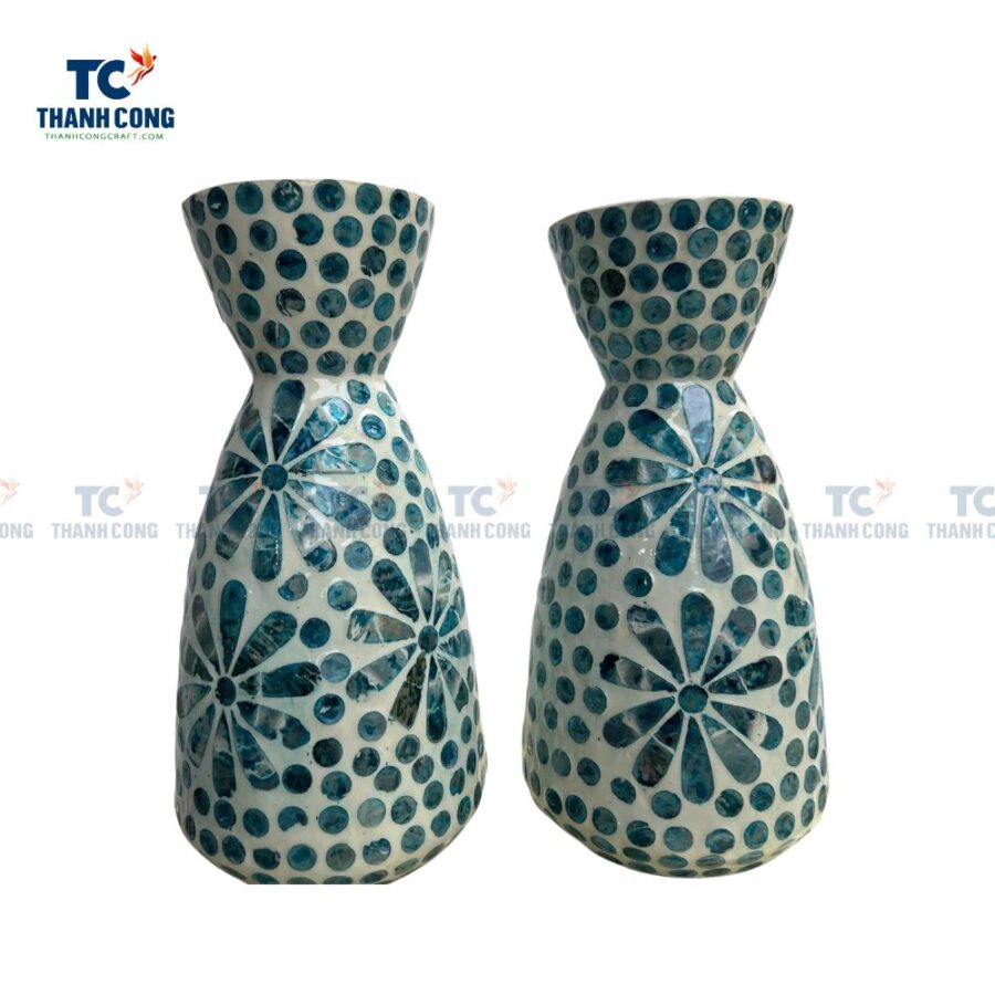 Green Mosaic Vase, Mother of Pearl Vase (TCHD-23124)