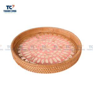 Mother Of Pearl Rattan Tray (TCKIT-23150)