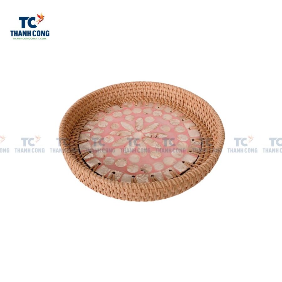 Mother Of Pearl Rattan Tray (TCKIT-23150)
