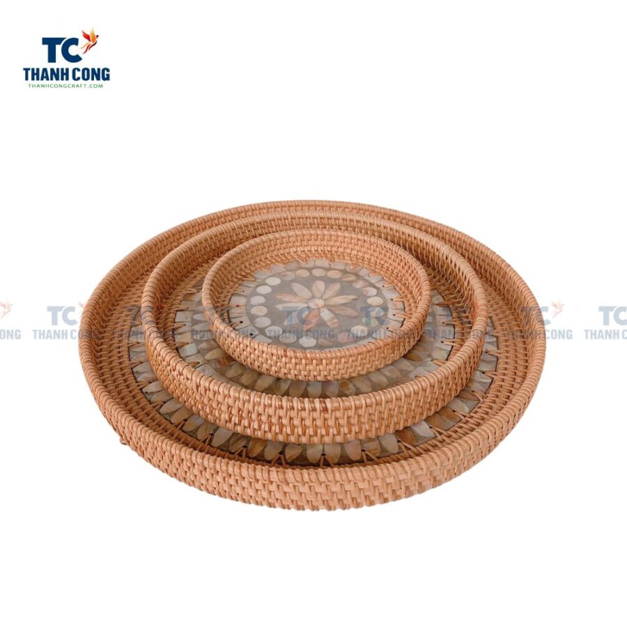 Mother Of Pearl Rattan Tray (TCKIT-23151)
