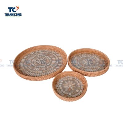Mother Of Pearl Rattan Tray (TCKIT-23151)