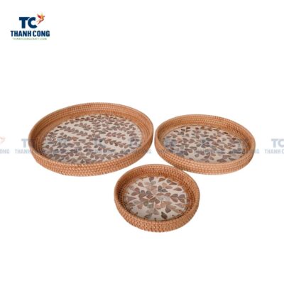 Mother Of Pearl Rattan Tray (TCKIT-23152)