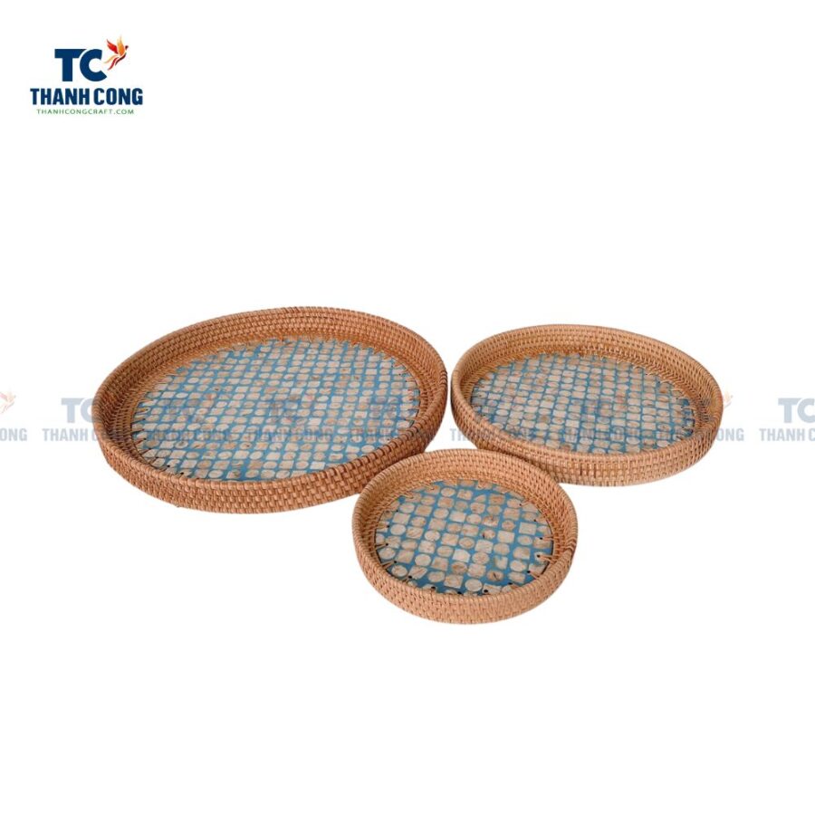 Mother Of Pearl Rattan Tray (TCKIT-23153)