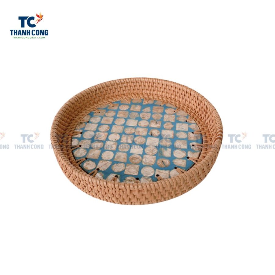 Mother Of Pearl Rattan Tray (TCKIT-23153)