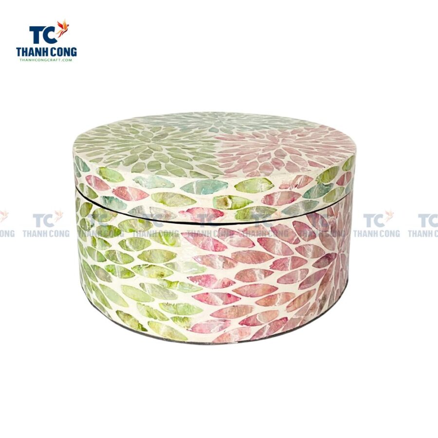 Round Mother of Pearl Storage Box (TCHD-23168)