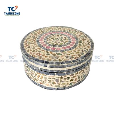 Round Mother Of Pearl Inlay Box (TCHD-23169)
