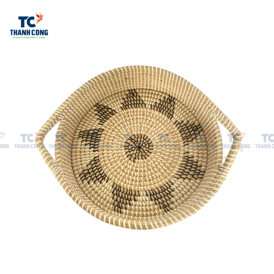 Round Seagrass Tray with Handles (TCSB-23117)