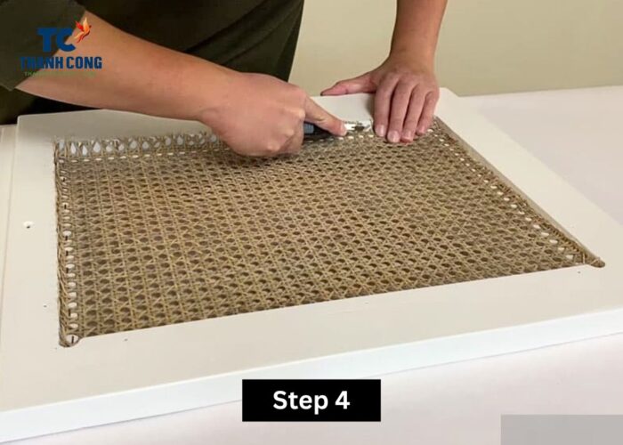How to install cane webbing on cabinet doors