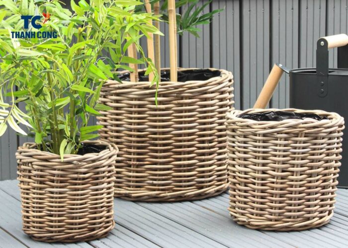 Wicker Plant Pot, Basket Plant Pot, Wicker Basket Planter, Handwoven Plant  Pot Wicker, Small Waste Bin, Rustic Plant Pot, Wicker Planter 