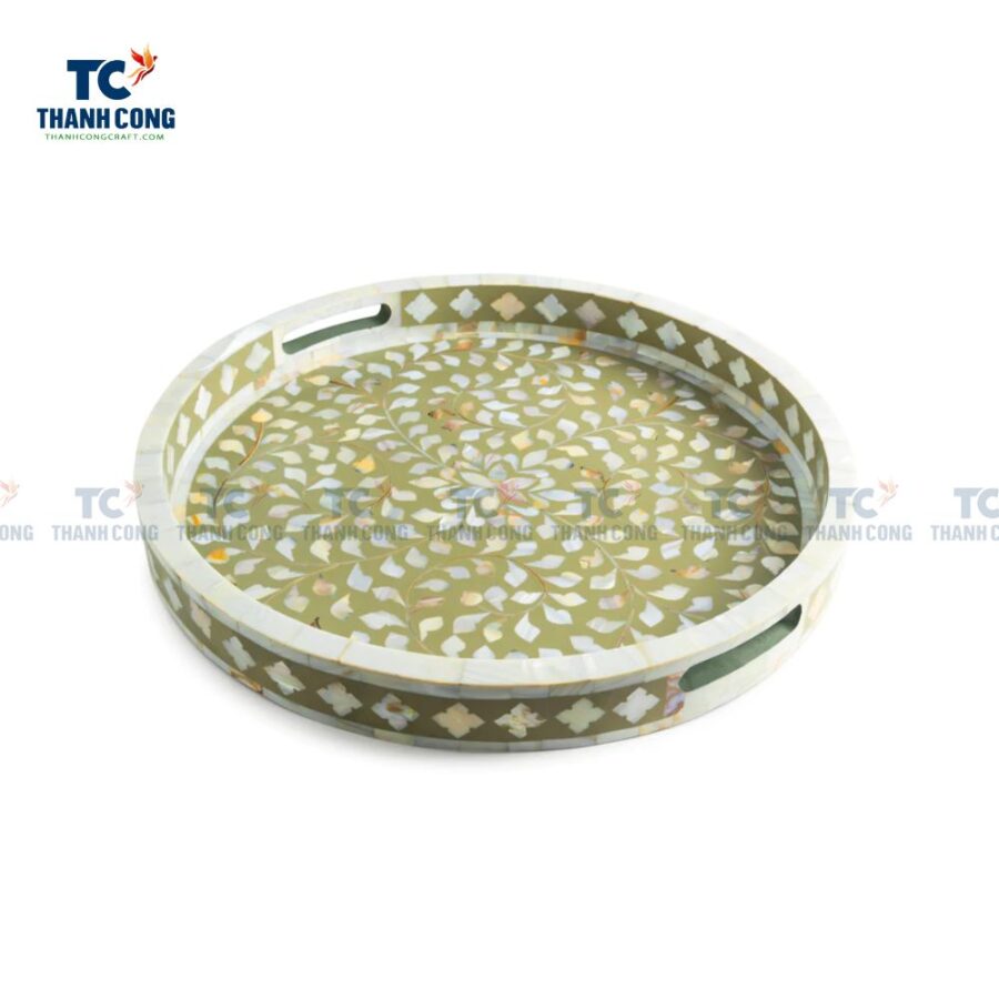 Mother Of Pearl Inlay Green Serving Tray (TCKIT-23198)