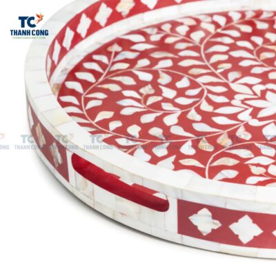 Mother Of Pearl Inlay Red Serving Tray (TCKIT-23196)