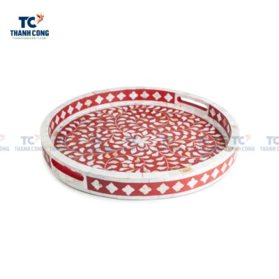 Mother Of Pearl Inlay Red Serving Tray (TCKIT-23196)