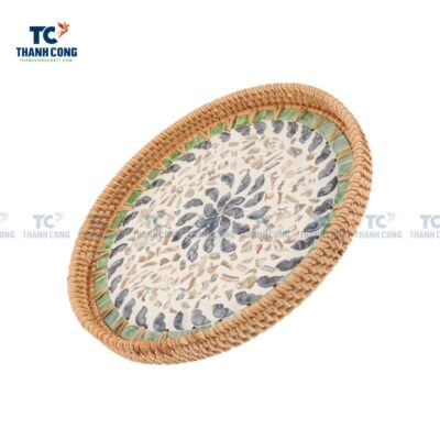 Mother Of Pearl Rattan Tray (TCKIT-23188)