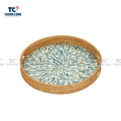 Mother Of Pearl Rattan Tray (TCKIT-23190)
