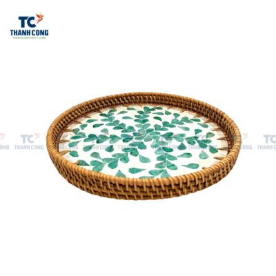 Mother Of Pearl Rattan Tray (TCKIT-23191)