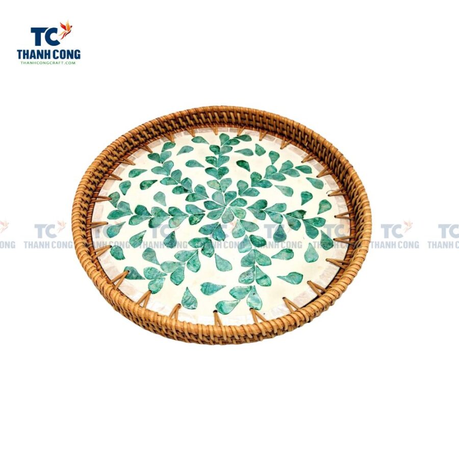 Mother Of Pearl Rattan Tray (TCKIT-23191)