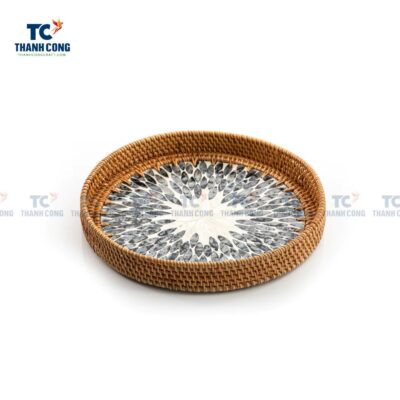 Mother Of Pearl Rattan Tray (TCKIT-23192)