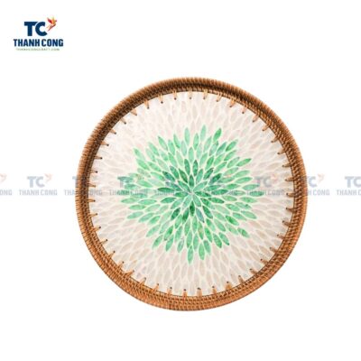 Rattan Mother Of Pearl Serving Tray (TCKIT-23199)