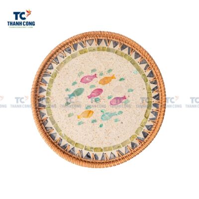 Rattan Mother of Pearl Serving Tray (TCKIT-23201)