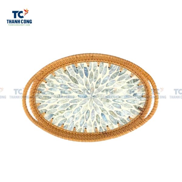 Rattan Tray Oval Mother of Pearl Inlay (TCKIT-23209)