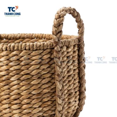 Round Water Hyacinth Basket with Handles
