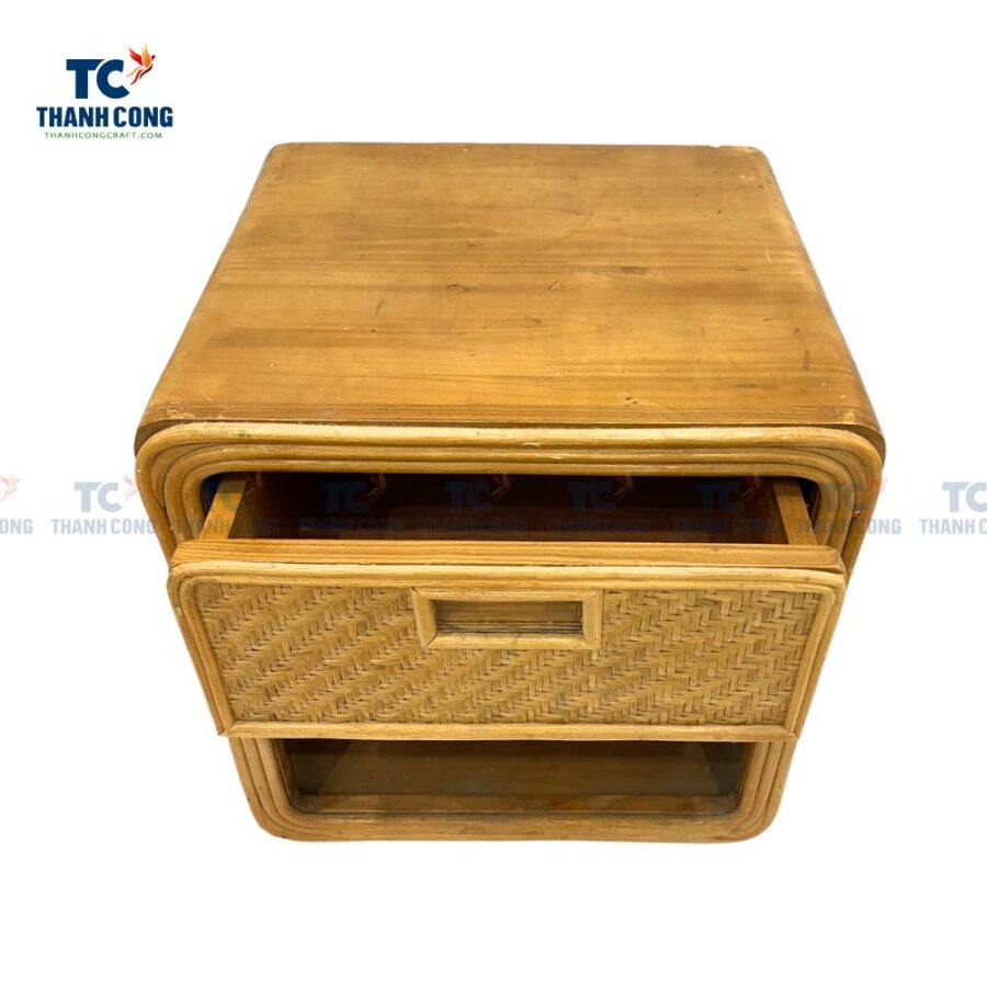 Bamboo And Rattan Bedside Table With Drawers (TCF-23097)