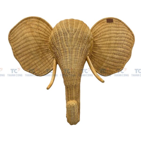 Rattan Wicker Elephant Head Wall Hanging (TCHD-23204)