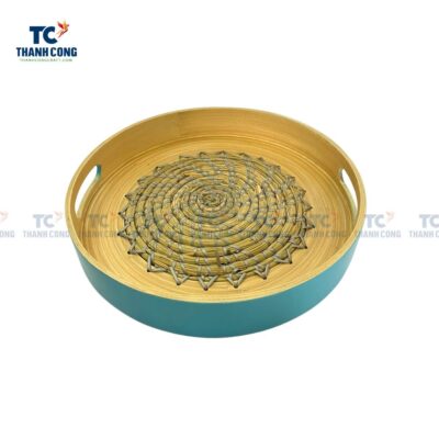 Round Handwoven Bamboo Seagrass Tray (TCKIT-23221)