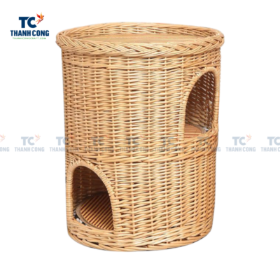 Two Tier Wicker Cat Bed Basket House