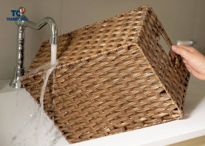 Rinse the wicker baskets under clean water How do you get oil out of wicker?