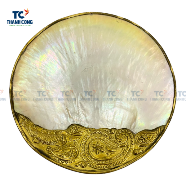 2 Piece Mother Of Pearl Caviar Plate Set With Spoon - Natural Shell Serving Dishes