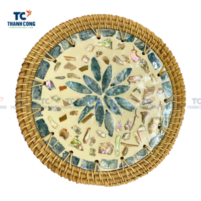 Round Mother Of Pearl Rattan Placemat (TCKIT-23237)