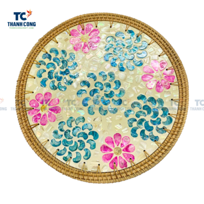 Round Mother Of Pearl Rattan Placemat (TCKIT-23237)