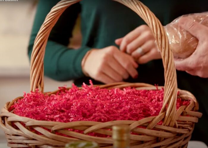 Line the bottom of the basket with filler material