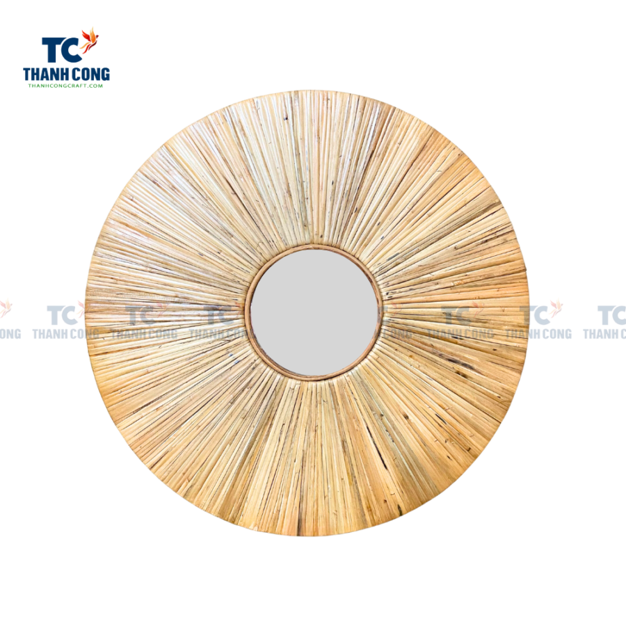 Handmade Round Palm Leaf Mirror (TCHD-24246)