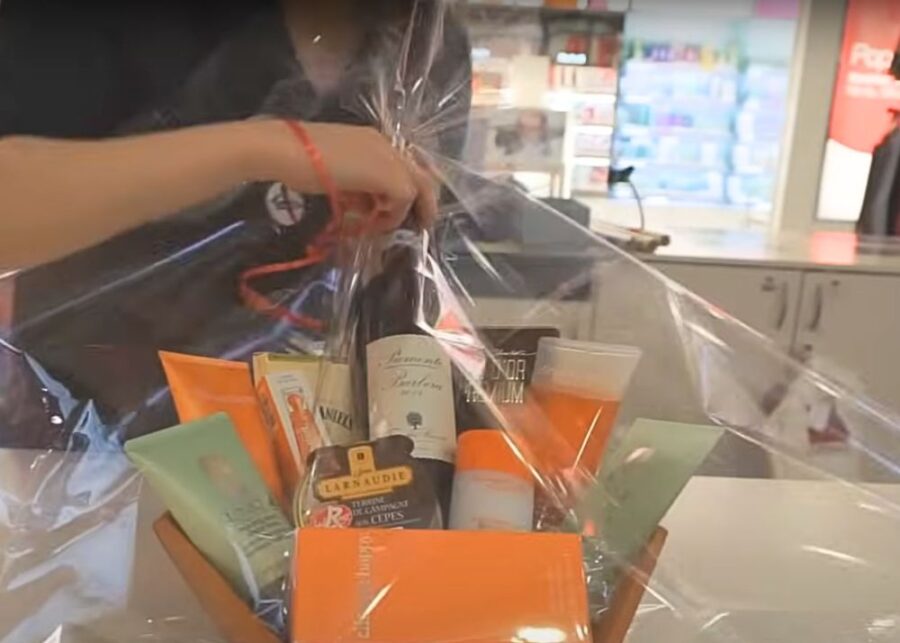 how-to-wrap-a-gift-basket-with-cellophane