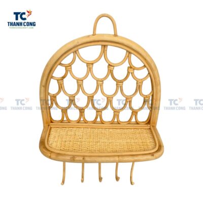 Rattan Shelf with Hooks, rattan wall shelf with hooks