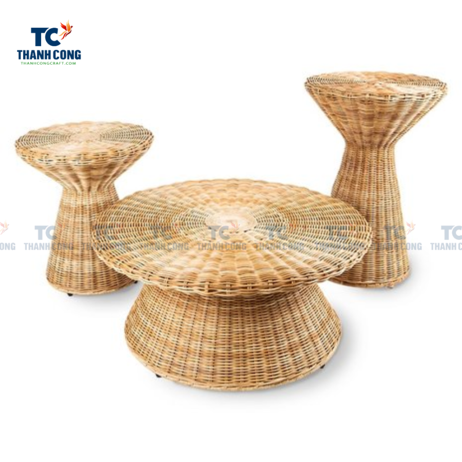 round wicker cocktail table, round rattan cocktail table