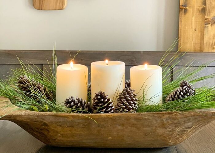 Fill your dough bowl with an assortment of pillar candles