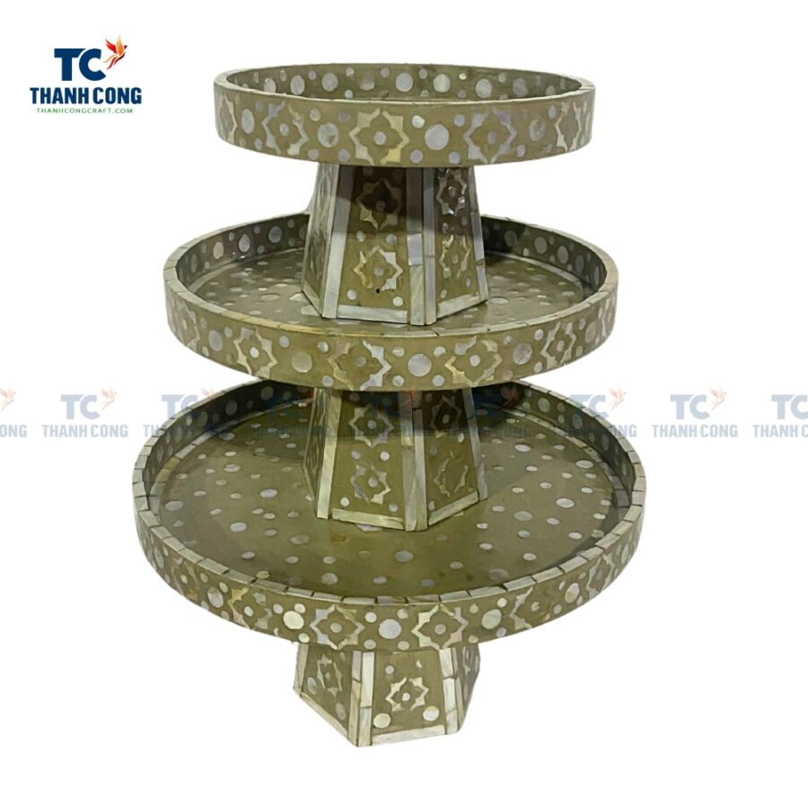 Green Mother of Pearl Inlay Cake Stand (TCPFA-24052)