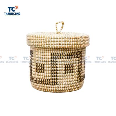 Handwoven Seagrass Basket With Lid (TCSB-23156)