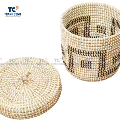 Handwoven Seagrass Basket With Lid (TCSB-23156)