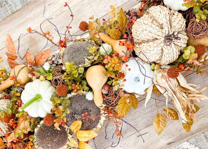 Collect pinecones, acorns, dried flowers, and other natural materials to make a unique fall dough bowl