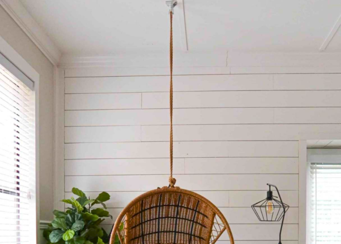 How to hang egg chair from ceiling