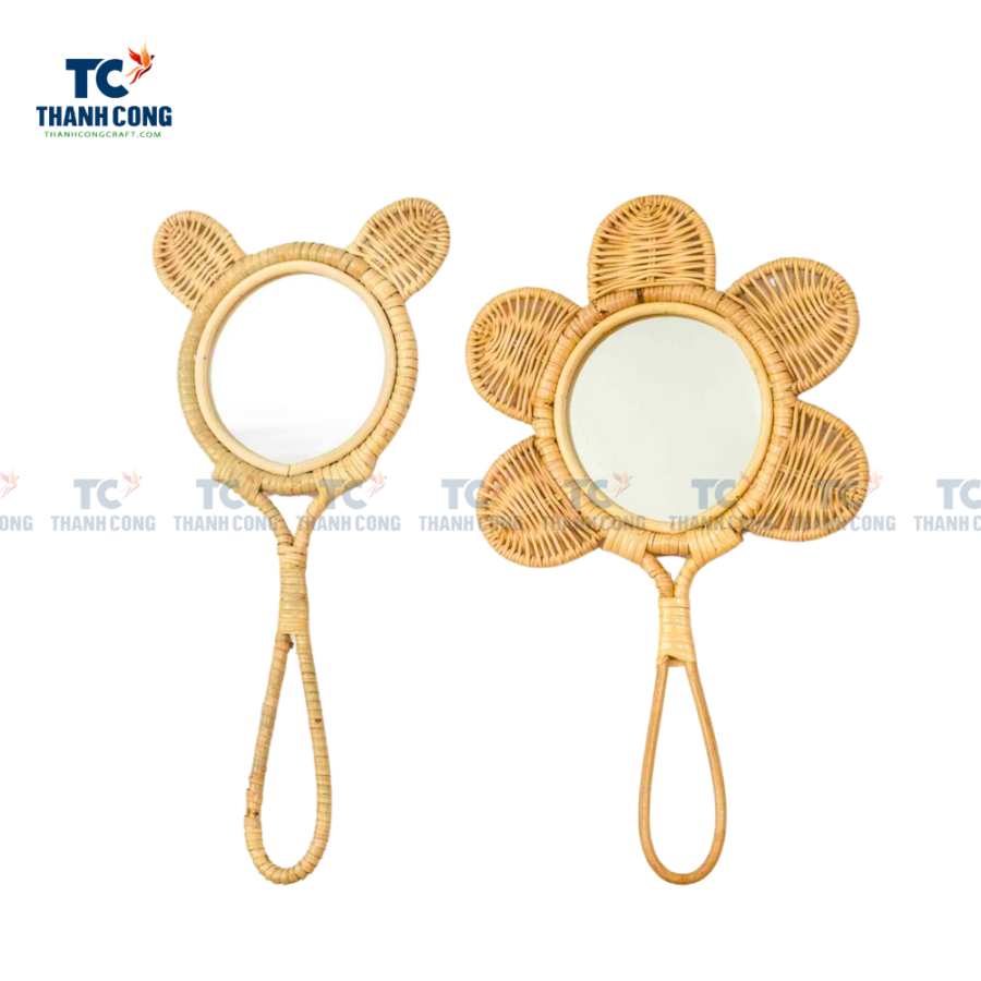 Rattan Petal Hand Mirror (TCHD-24292)