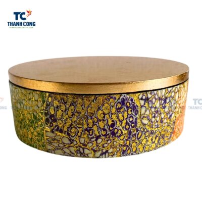 Round Eggshell Mosaic Box (TCHD-24303)