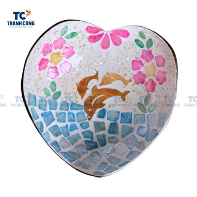 Heart Shaped Mosaic Coconut Bowl